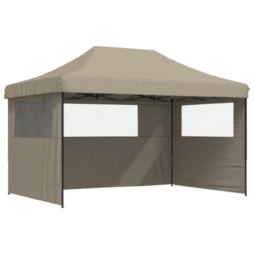 Foldable Outdoor Gazebo Event Party Wedding Garden Camping Tent Pop-Up with 3 Sidewalls Taupe - Image 10