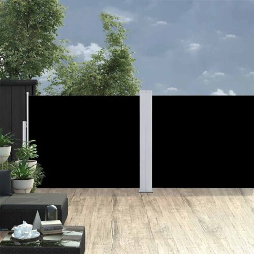 Patio Retractable Side Awning 140x1200cm Black - Image 2