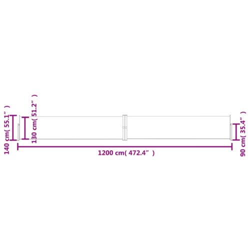 Patio Retractable Side Awning 140x1200cm Black - Image 12