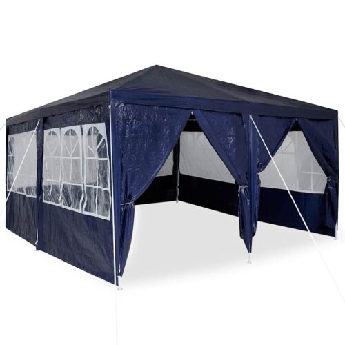 Outdoor Gazebo Event Party Wedding Garden Camping Tent Blue White 400x400x266cm Polyester Steel - Image 3