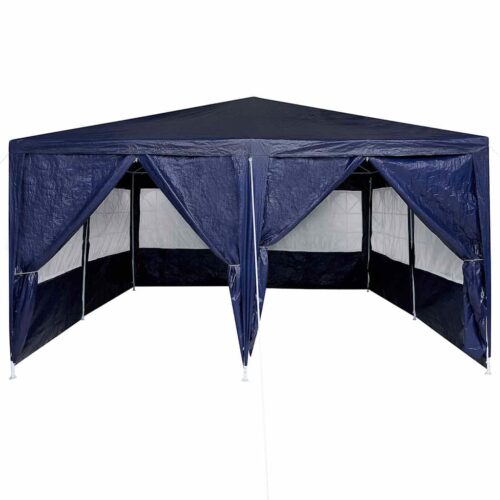 Outdoor Gazebo Event Party Wedding Garden Camping Tent Blue White 400x400x266cm Polyester Steel - Image 5