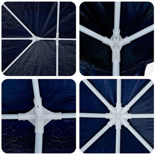 Outdoor Gazebo Event Party Wedding Garden Camping Tent Blue White 400x400x266cm Polyester Steel - Image 6