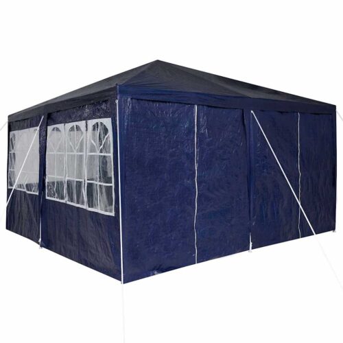 Outdoor Gazebo Event Party Wedding Garden Camping Tent Blue White 400x400x266cm Polyester Steel - Image 9