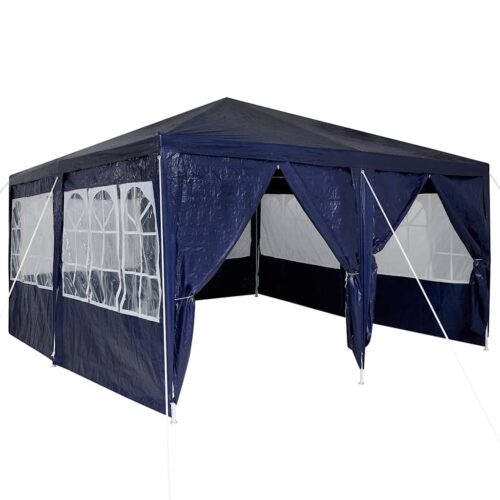 Outdoor Gazebo Event Party Wedding Garden Camping Tent Blue White 400x400x266cm Polyester Steel - Image 13