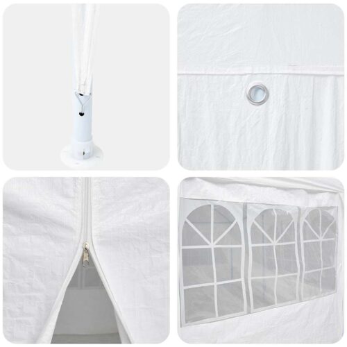 Outdoor Gazebo Event Party Wedding Garden Camping Tent White 400x400x266cm Polyester Steel - Image 7