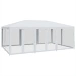 Outdoor Gazebo Event Party Wedding Garden Camping Tent Mesh Sidewalls White 6x4m HDPE