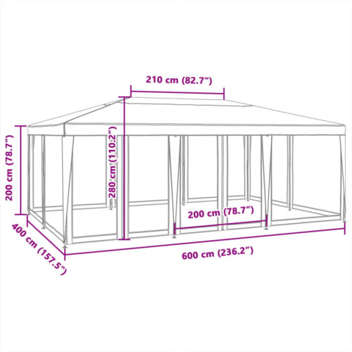 Outdoor Gazebo Event Party Wedding Garden Camping Tent Mesh Sidewalls White 6x4m HDPE - Image 8