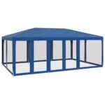 Outdoor Gazebo Event Party Wedding Garden Camping Tent Mesh Sidewalls Blue 6x4m HDPE
