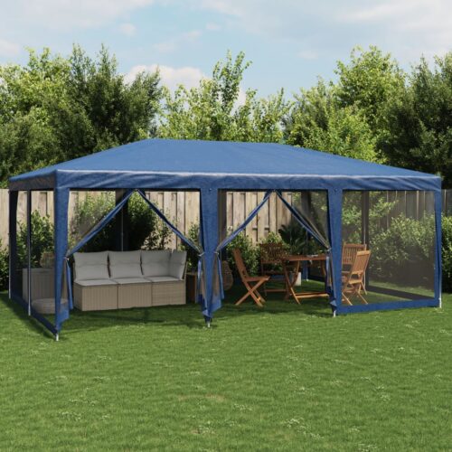 Outdoor Gazebo Event Party Wedding Garden Camping Tent Mesh Sidewalls Blue 6x4m HDPE - Image 2