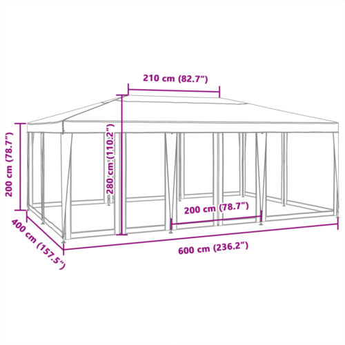 Outdoor Gazebo Event Party Wedding Garden Camping Tent Mesh Sidewalls Blue 6x4m HDPE - Image 8