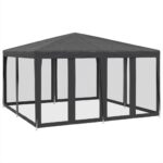 Outdoor Gazebo Event Party Wedding Garden Camping Tent with Mesh Sidewalls Anthracite 4x4m HDPE