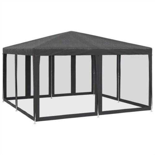 Outdoor Gazebo Event Party Wedding Garden Camping Tent with Mesh Sidewalls Anthracite 4x4m HDPE - Image 5