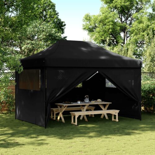 Foldable Outdoor Gazebo Event Party Wedding Garden Camping Tent Pop-Up Black - Image 2