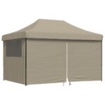 Foldable Outdoor Gazebo Event Party Wedding Garden Camping Tent Pop-Up with 4 Sidewalls Taupe