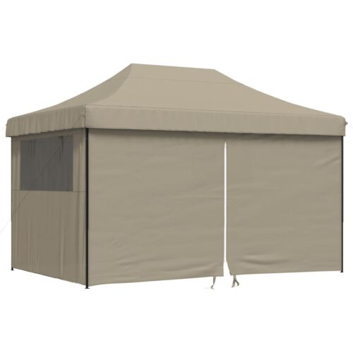 Foldable Outdoor Gazebo Event Party Wedding Garden Camping Tent Pop-Up with 4 Sidewalls Taupe