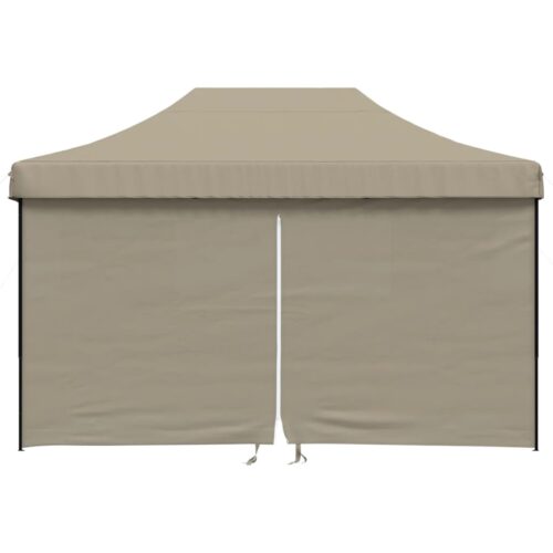 Foldable Outdoor Gazebo Event Party Wedding Garden Camping Tent Pop-Up with 4 Sidewalls Taupe - Image 3