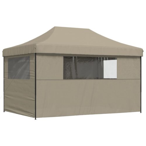 Foldable Outdoor Gazebo Event Party Wedding Garden Camping Tent Pop-Up with 4 Sidewalls Taupe - Image 5
