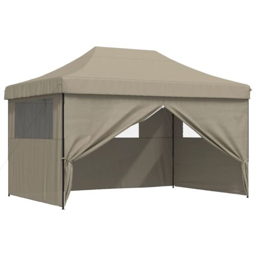 Foldable Outdoor Gazebo Event Party Wedding Garden Camping Tent Pop-Up with 4 Sidewalls Taupe - Image 7