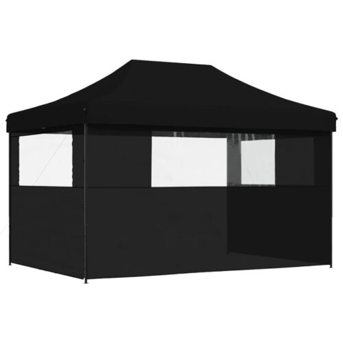 Foldable Outdoor Gazebo Event Party Wedding Garden Camping Tent Pop-Up with 3 Sidewalls Black - Image 5