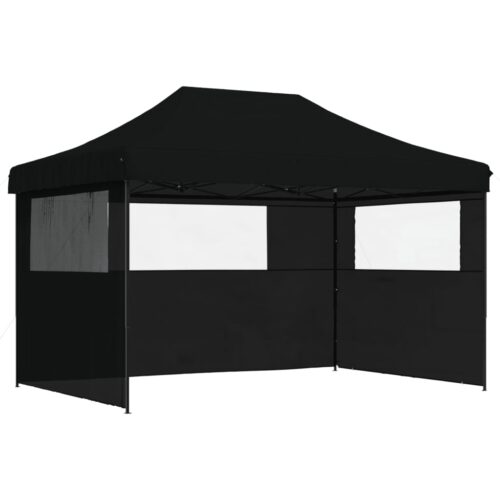 Foldable Outdoor Gazebo Event Party Wedding Garden Camping Tent Pop-Up with 3 Sidewalls Black - Image 10