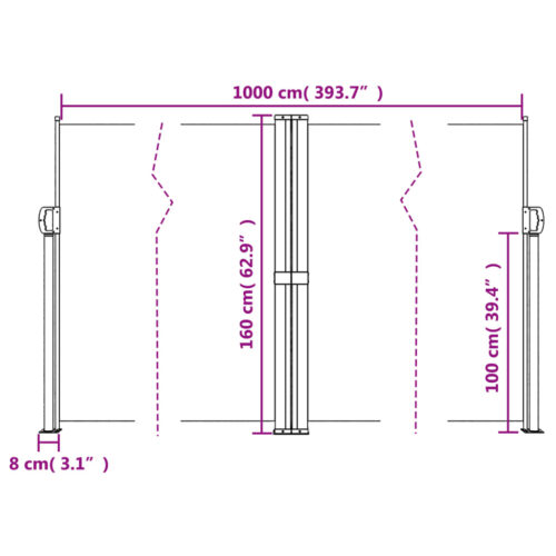 Retractable Side Awning Black 160x1000cm - Image 10