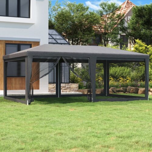 Outdoor Gazebo Event Party Wedding Garden Camping Tent Mesh Wall Anthracite 6x4m - Image 2