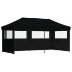 Foldable Outdoor Gazebo Event Party Wedding Garden Camping Tent Pop-Up with 3 Sidewalls Black