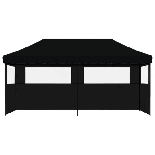 Foldable Outdoor Gazebo Event Party Wedding Garden Camping Tent Pop-Up with 3 Sidewalls Black - Image 3