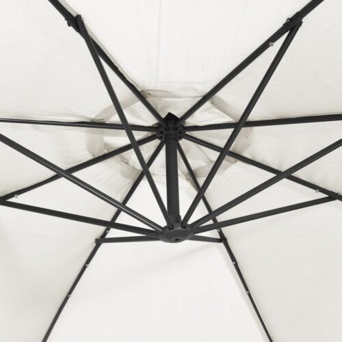 Garden Umbrella Outdoor Patio Beach Cantilever Parasol with LED Lights Metal Pole 350cm Sand - Image 9