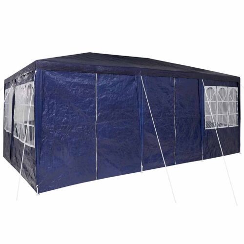 Outdoor Gazebo Event Party Wedding Garden Camping Tent Blue White 600x400x266cm Polyester Steel - Image 9