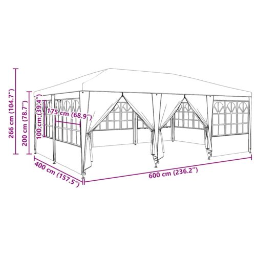 Outdoor Gazebo Event Party Wedding Garden Camping Tent Blue White 600x400x266cm Polyester Steel - Image 11
