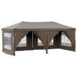 Folding Outdoor Gazebo Event Party Wedding Garden Camping Tent with Sidewalls Taupe 3x6 m
