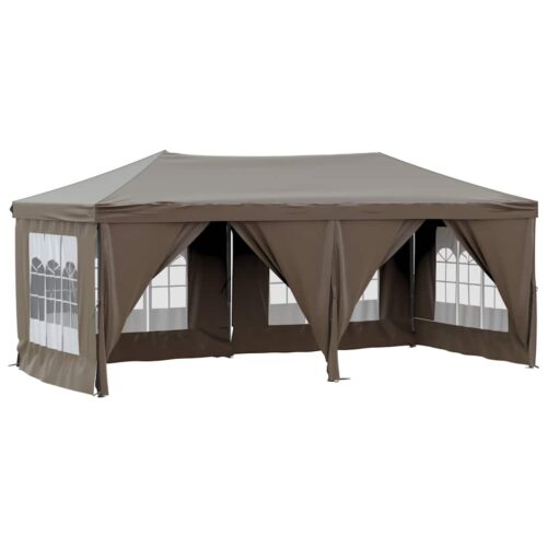 Folding Outdoor Gazebo Event Party Wedding Garden Camping Tent with Sidewalls Taupe 3x6 m