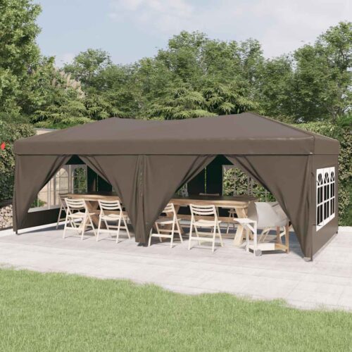 Folding Outdoor Gazebo Event Party Wedding Garden Camping Tent with Sidewalls Taupe 3x6 m - Image 2