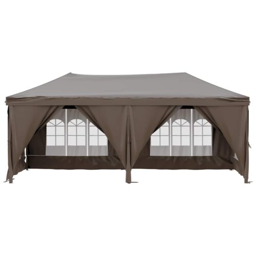 Folding Outdoor Gazebo Event Party Wedding Garden Camping Tent with Sidewalls Taupe 3x6 m - Image 3