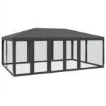 Outdoor Gazebo Event Party Wedding Garden Camping Tent Mesh Sidewalls Anthracite 6x4m HDPE