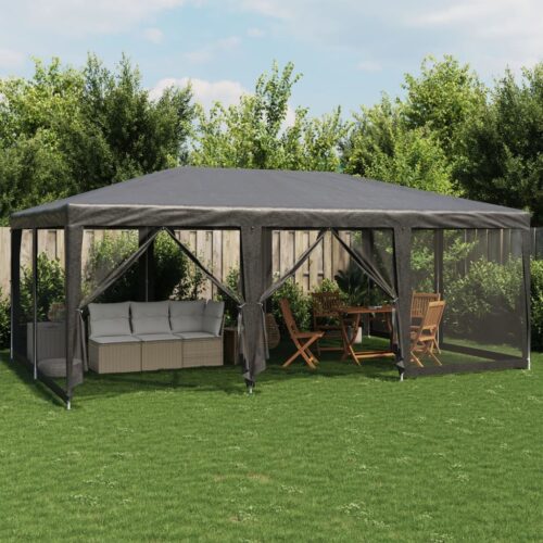 Outdoor Gazebo Event Party Wedding Garden Camping Tent Mesh Sidewalls Anthracite 6x4m HDPE - Image 2