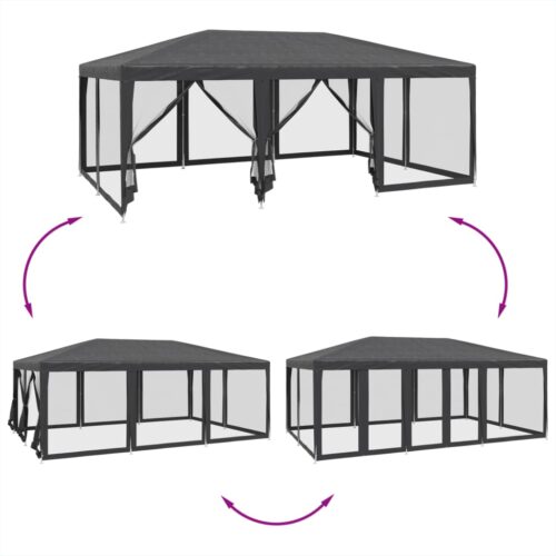 Outdoor Gazebo Event Party Wedding Garden Camping Tent Mesh Sidewalls Anthracite 6x4m HDPE - Image 6