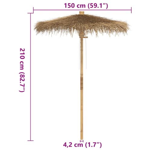 Tiki Umbrella with Banana Leaf Canopy 150cm Bamboo - Image 12