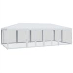 Outdoor Gazebo Event Party Wedding Garden Camping Tent Mesh Sidewalls White 8x4m HDPE