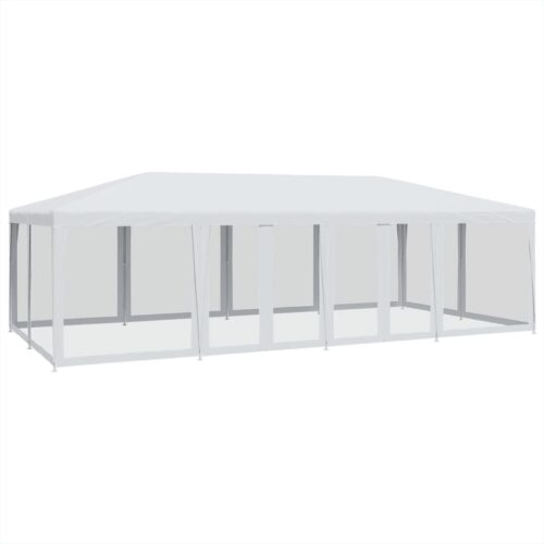 Outdoor Gazebo Event Party Wedding Garden Camping Tent Mesh Sidewalls White 8x4m HDPE