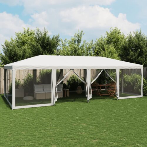 Outdoor Gazebo Event Party Wedding Garden Camping Tent Mesh Sidewalls White 8x4m HDPE - Image 2