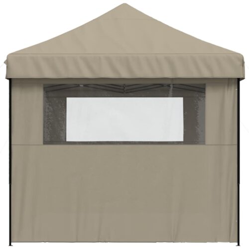 Foldable Outdoor Gazebo Event Party Wedding Garden Camping Tent Pop-Up with 3 Sidewalls Taupe - Image 4