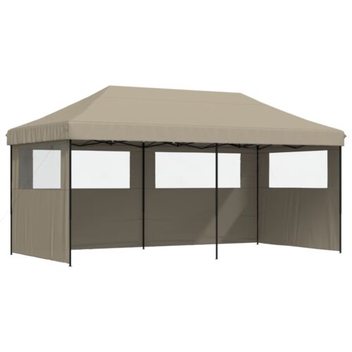 Foldable Outdoor Gazebo Event Party Wedding Garden Camping Tent Pop-Up with 3 Sidewalls Taupe - Image 10