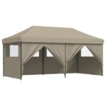 Folding Outdoor Gazebo Event Party Wedding Garden Camping Tent Wall Pop-Up Taupe