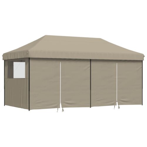 Folding Outdoor Gazebo Event Party Wedding Garden Camping Tent Wall Pop-Up Taupe - Image 3