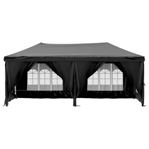Folding Outdoor Gazebo Event Party Wedding Garden Camping Tent with Sidewalls Black 3x6 m - Image 3