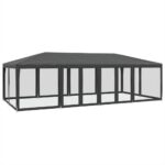 Outdoor Gazebo Event Party Wedding Garden Camping Tent Mesh Sidewalls Anthracite 8x4m HDPE