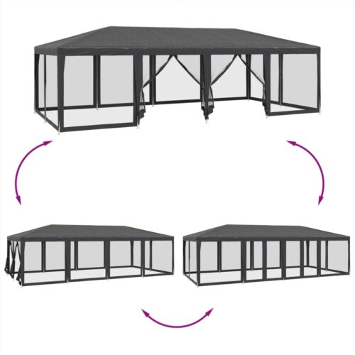 Outdoor Gazebo Event Party Wedding Garden Camping Tent Mesh Sidewalls Anthracite 8x4m HDPE - Image 6