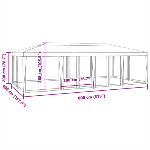 Outdoor Gazebo Event Party Wedding Garden Camping Tent Mesh Sidewalls Anthracite 8x4m HDPE - Image 8